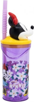 Stor Kinderflasche Minnie Kunststoff mit Strohhalm 360ml