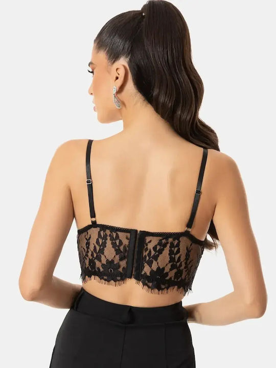 Crop Top Κορσές Μαύρο Μέγεθος Xs