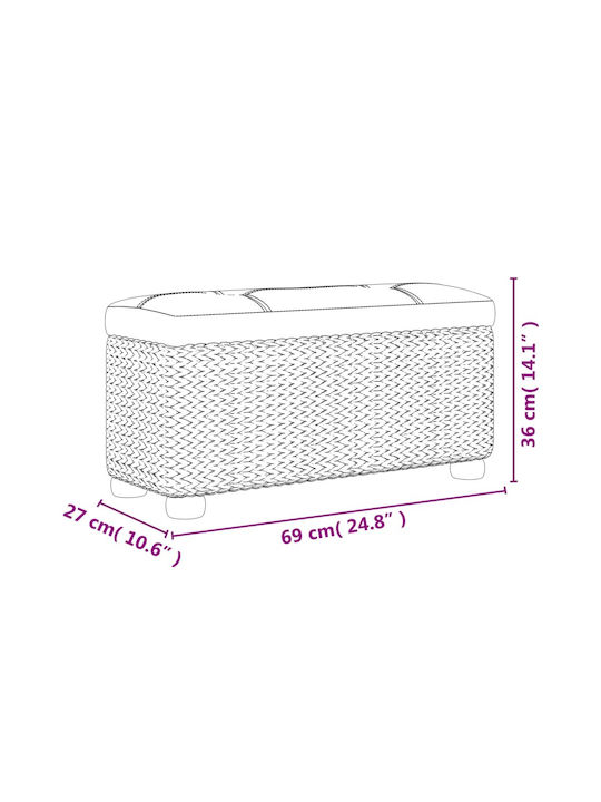 Stool For Living Room With Storage Space Wicker Gray 2pcs 69x27x36cm
