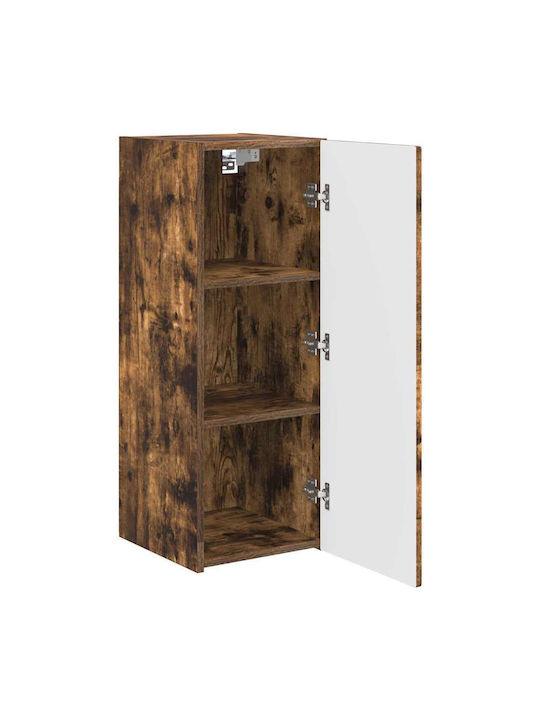 Wand Wohnzimmer Vitrine aus Spanplatte Rauch Eiche 30x31x80cm