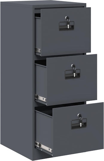 Metallische Büroaufbewahrungsschublade mit Schloss Anthrazit 44x50x106,5cm