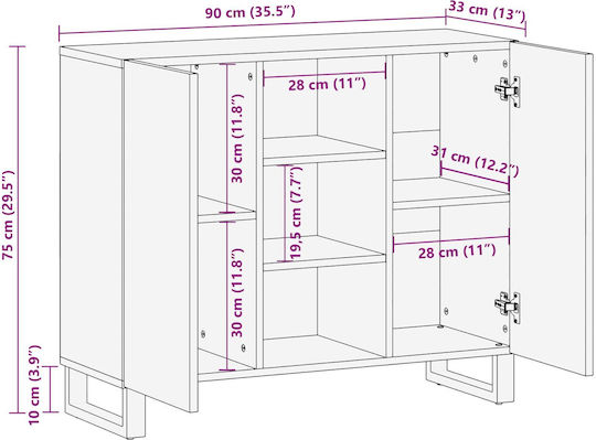 Cabinet Storage Made of Metal & Wood L90xW33.5xH75cm