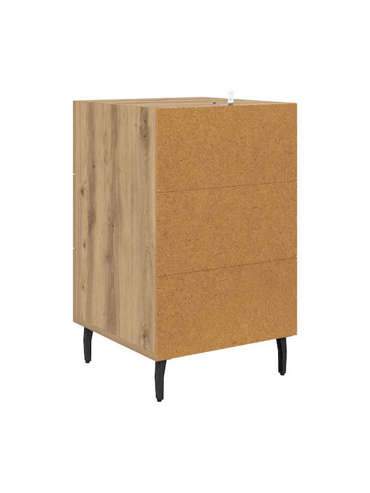 Metal Bedside Table with Glass Surface Brown 40x40x66cm