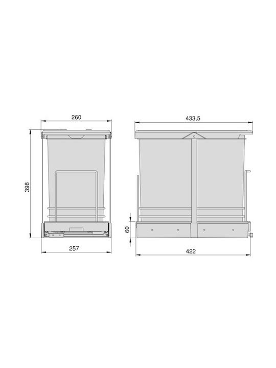 Emuca Waste Bin Recycling Plastic with Photocell Gray 12lt 2pcs