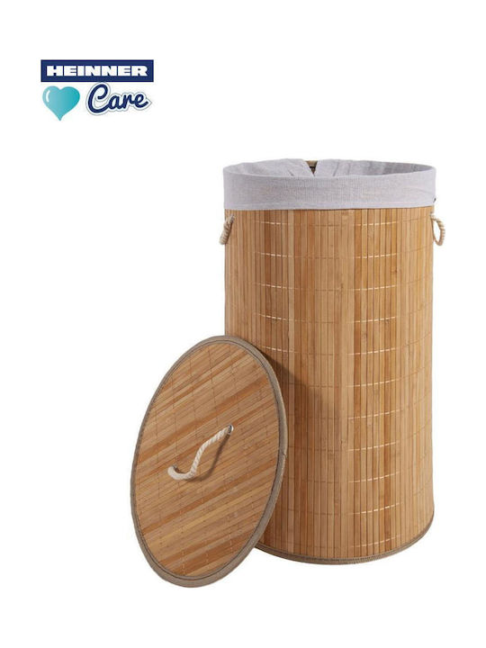 Heinner Καλάθι Απλύτων Bamboo Πτυσσόμενο 55lt με Καπάκι Καφέ
