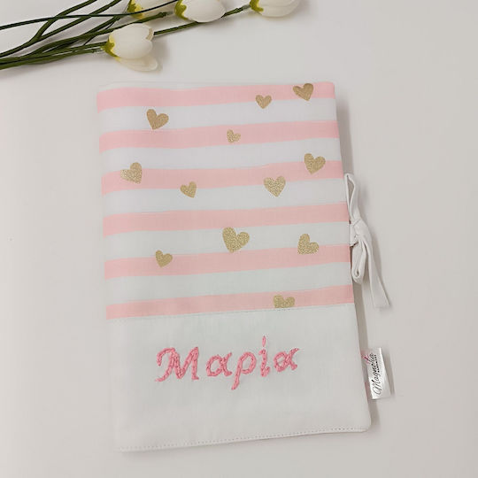 Personalized Child Health Book Cover Glitter Hearts