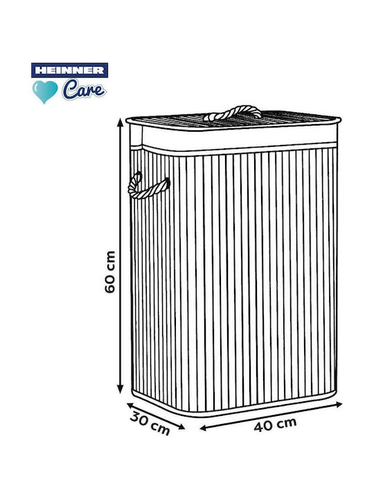 Heinner Bamboo Collapsible Laundry Basket 70lt With Cap 40x30x60cm Beige