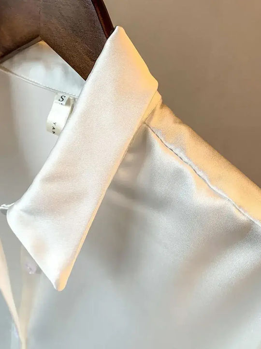Satin Damenhemden Weiß Größe 2xl