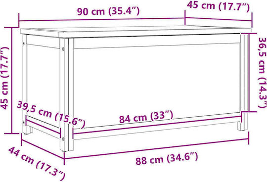 vidaXL Διακοσμητικό Μπαούλο Ξύλινο Μπεζ 90x45x45εκ.