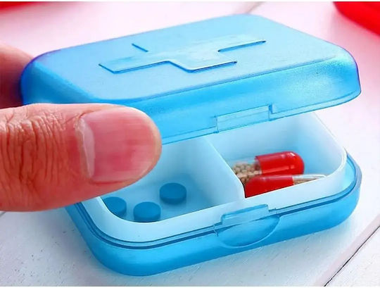 Organizator Portabil de Pastile cu 4 Compartimente Albastru