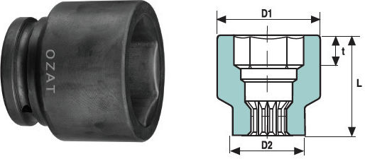 5 Spline Impact Socket Head 6 Sides Short 13/16''
