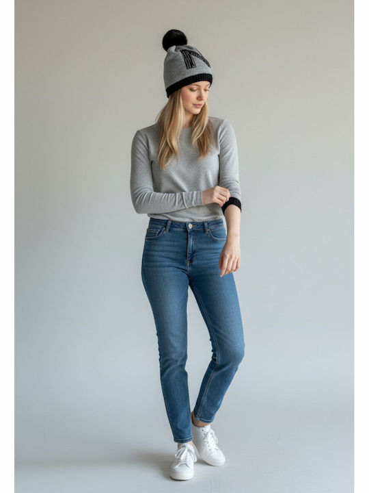 Pom Pom Beanie Γυναικείος Σκούφος Πλεκτός σε Γκρι χρώμα