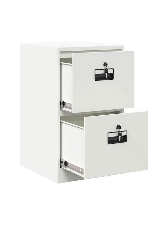 Office Storage Metal Drawer with Lock & Drawers White L44xW50xH106.5cm
