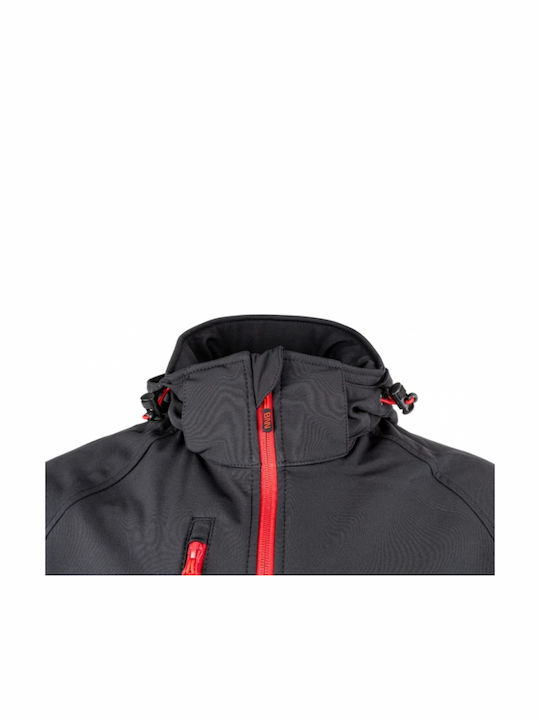 Bennon Force Work Jacket Reflective Softshell with Fleece Lining and Detachable Hood Black