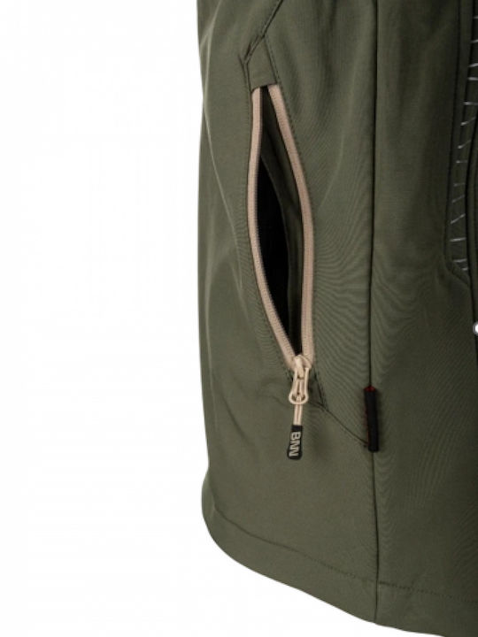 Bennon Force Work Jacket Reflective Softshell with Fleece Lining and Detachable Hood Khaki