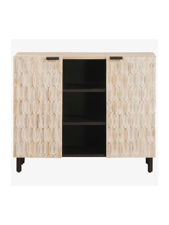 Cabinet de Birou din Lemn Masiv Alb 90x33.5x75cm