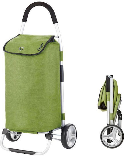 Classic Premium Stoff Einkaufswagen Klappbar Grün 45Es