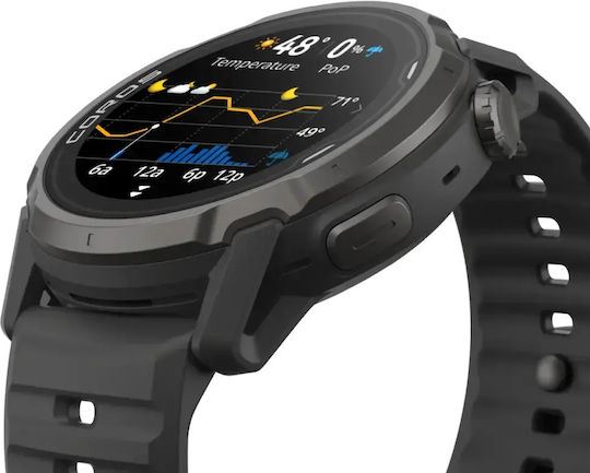 Coros Apex 4 Titanium 42mm Αδιάβροχο Smartwatch με Παλμογράφο (Μαύρο)