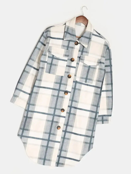 Γυναικείο Overshirt Γκρι Καρό Μέγεθος Xl