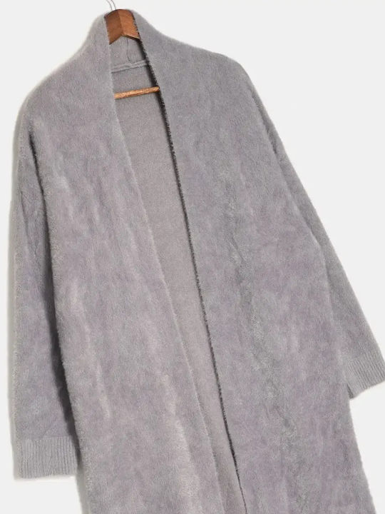Fur Long Gray Cardigan Size One Size