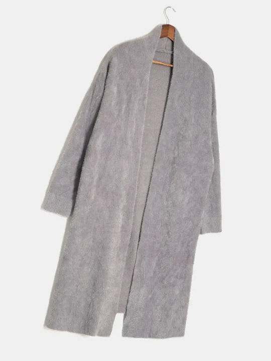 Fur Long Gray Cardigan Size One Size
