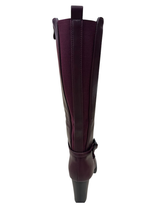 High Heel Women's Boots with Rubber Burgundy
