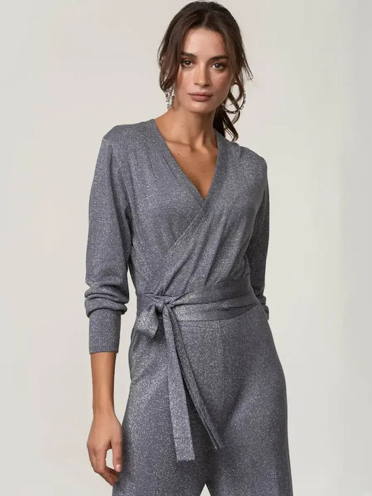 One-Piece Lurex Jumpsuit Gray Size One Size