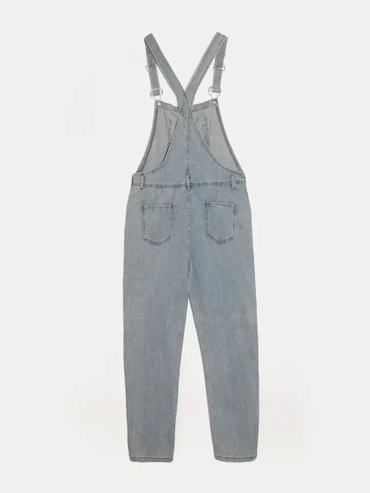 Denim Latzhose mit Spaghetti-Träger Hellblau Größe XL