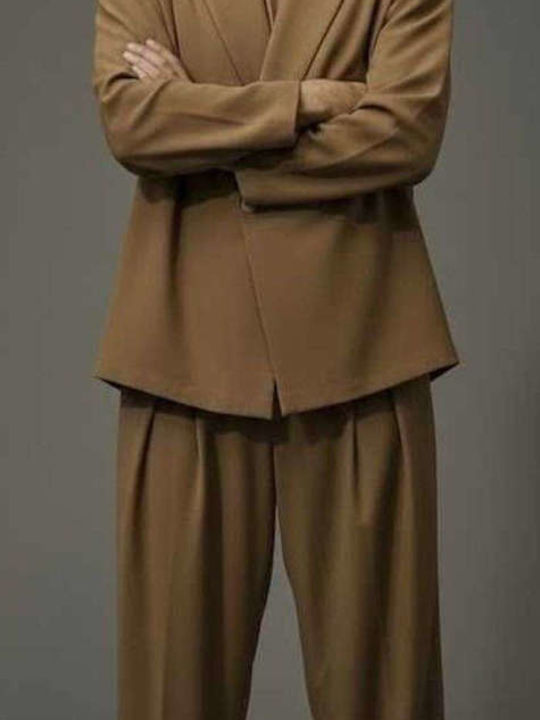 Παντελόνι Σετ Ελαστικό σε Baggy Γραμμή Brown