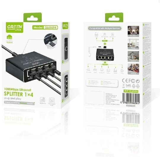 Green Lyca GL69694 Unmanaged L2 Switch με 4 Θύρες Gigabit (1Gbps) Ethernet