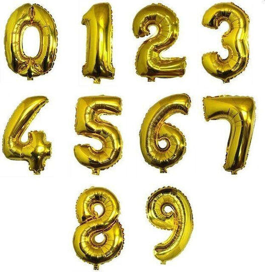 Balon Folie Număr 0 Auriu Metallic 41buc