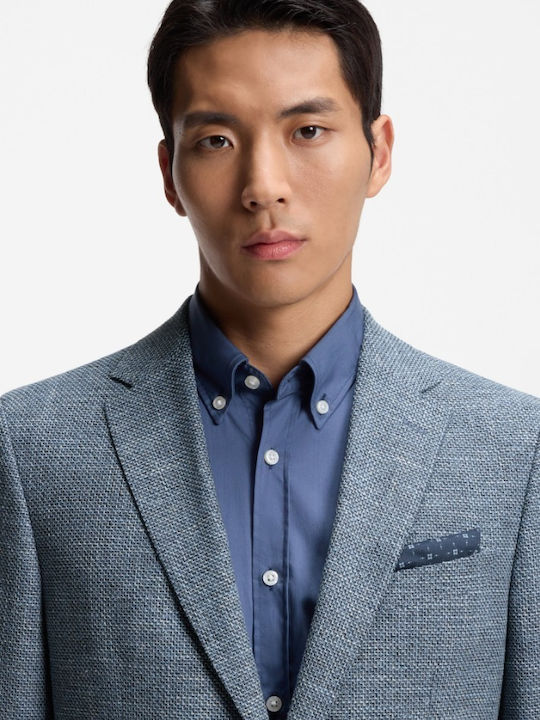 Summer Men's Suit Jacket with Regular Fit Blue