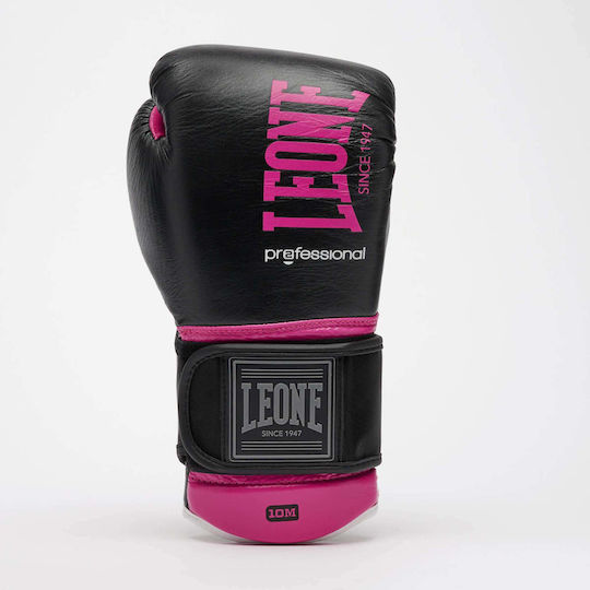 Leone 1947 Leather Boxing Gloves for Competition Black/Fuchsia