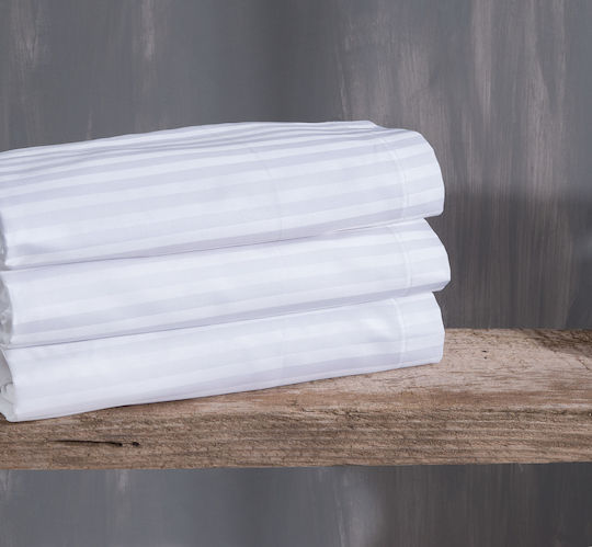 Rythmos Sheet King Size 280x300cm. Satin Stripes White