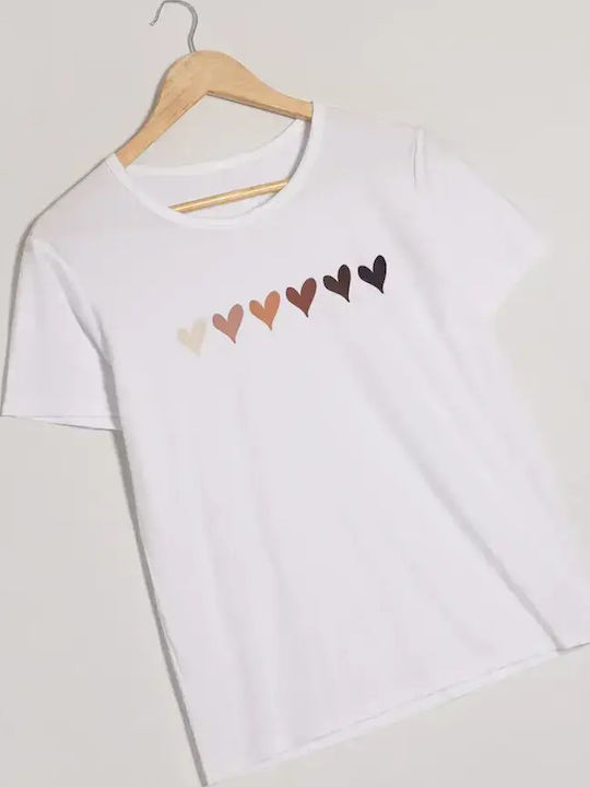 Basic T-shirt Τύπωμα Λευκό Μέγεθος 2xl