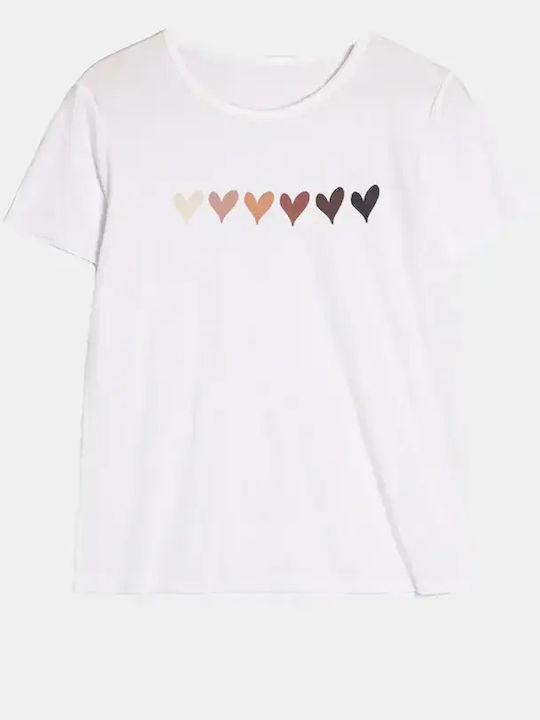 Basic T-shirt Τύπωμα Λευκό Μέγεθος 2xl