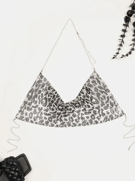 Μεταλλικό Crop Top Μέγεθος One Size Λεοπάρ