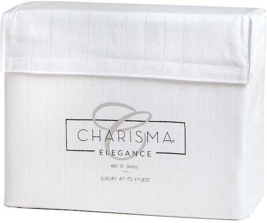 Charisma Set Cearșafuri King Size cu Elastic 180x200+40cm. Elegance Alb 4buc