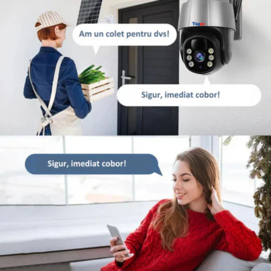 Cameră de Supraveghere Solară de Exterior 4G Cartelă SIM 5 MP 10x Zoom Full HD Cameră Dublă Panou Solar 10W IP66 Rezistentă la Apă + Card 64GB
