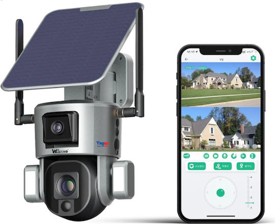 Cameră de Supraveghere 4G 4K Ultra HD Cameră Dublă 4MP+4MP Zoom Optic 20x Încărcare Solară Rotire Controlată prin Aplicație Rezistentă la Apă IP66