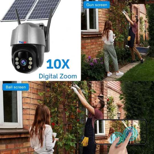 Cameră de Supraveghere Solară de Exterior 4G Cartelă SIM 5 MP 10x Zoom Full HD Cameră Dublă Panou Solar 10W IP66 Rezistentă la Apă + Card 64GB