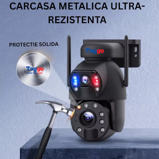 Cameră Supraveghere Wifi 4K Ultra HD Zoom 50x Cameră Dublă Încărcare Solară Rotire Controlată prin Aplicație Impermeabilă IP66