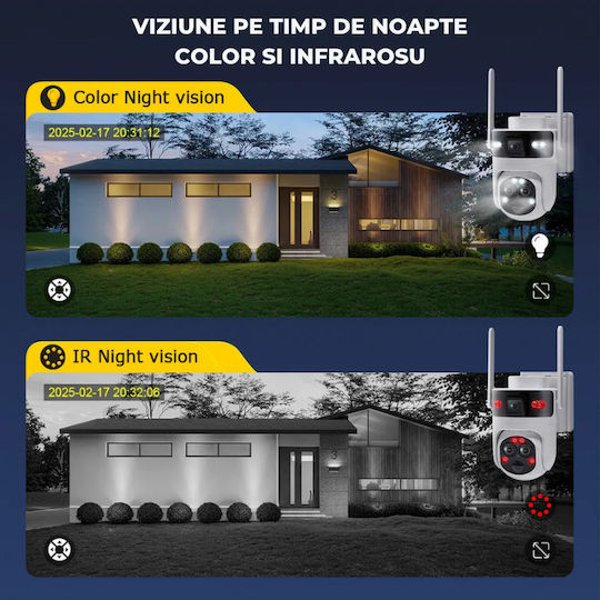 Cameră Supraveghere Taggo Conexiune 4G Rezoluție 6MP Zoom 15x Încărcare Solară Exterior 3 Lentile Vedere Nocturnă