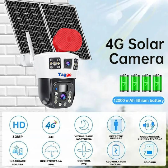 Cameră de Supraveghere 4G 6K Ultra HD Cameră Dublă 12MP Panou Solar 20W Încărcare Rotire Controlată prin Aplicație Impermeabilă IP66