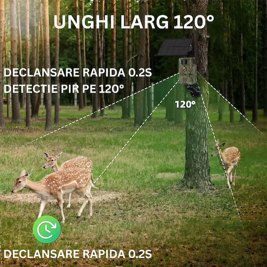 Cameră de Supraveghere Solară 4G GPS 16MP Foto 4MP Video Panou Solar 4W Baterie 7800mAh Detecție Mișcare Audio Bidirecțional IP65