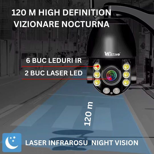 Cameră de Supraveghere Wifi 4K Ultra HD Zoom Optic 100x Rotire Controlată prin Aplicație Impermeabilă IP66