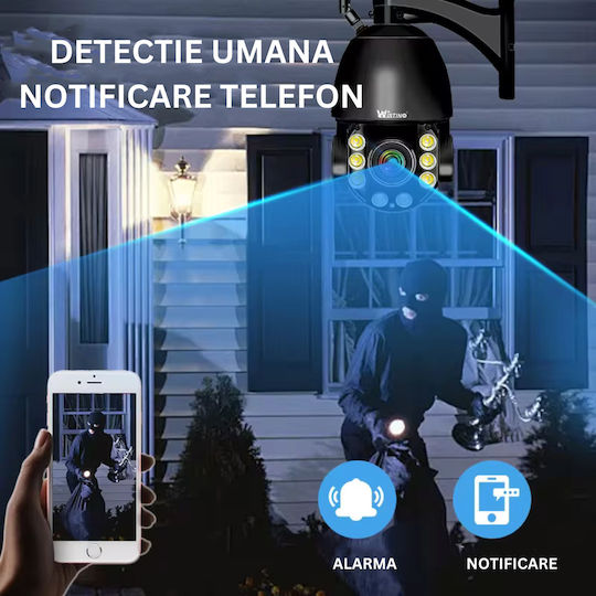 Cameră de Supraveghere Wifi 4K Ultra HD Zoom Optic 100x Rotire Controlată prin Aplicație Impermeabilă IP66