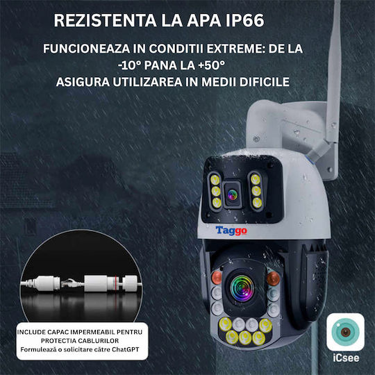 Cameră Supraveghere Conexiune 4G 8MP 4K Zoom Optic 50x Vedere Nocturnă Color