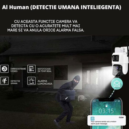 4k Wifi Surveillance Camera 100x 2 Lenses App Control Human Detection Ip66 Waterproof