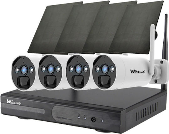 Sistem Profesional de Supraveghere cu 4 Camere Cctv Încărcare Solară Hd 4mp Wireless Nvr Ir 30m